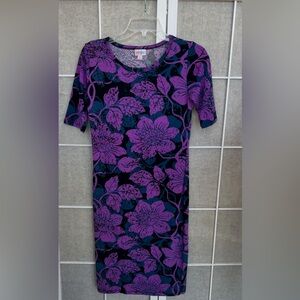 💗 LuLaRoe JULIA Dress Purple Floral Size XS